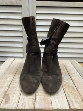 Suede Slouchy Ankle Boots Boots Ankle Heels By Bandolino In Brown, Size: 8