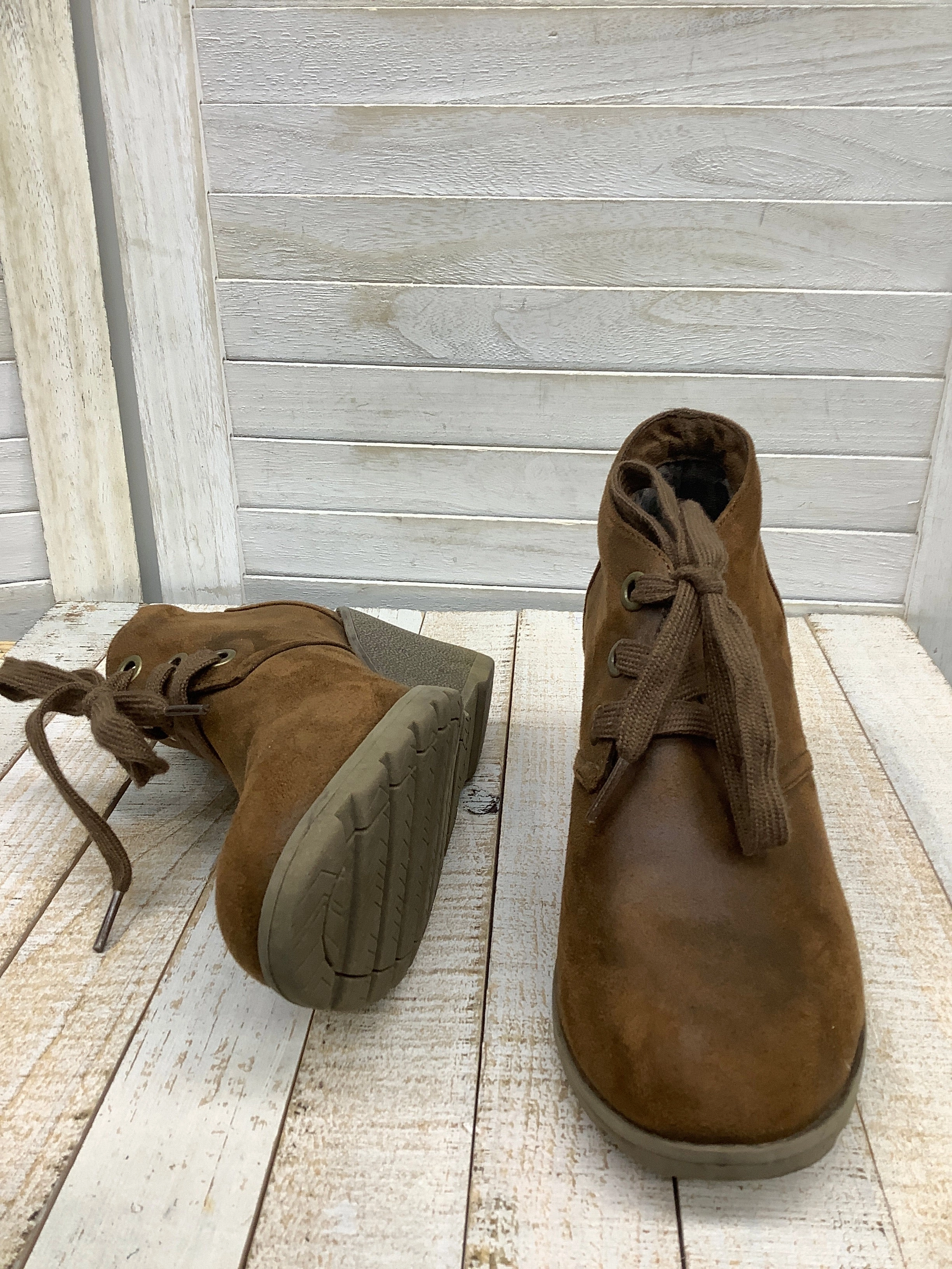 Boots Ankle Heels By Bobs  Size: 6.5 Wide Fit Chunky Ankle Boots