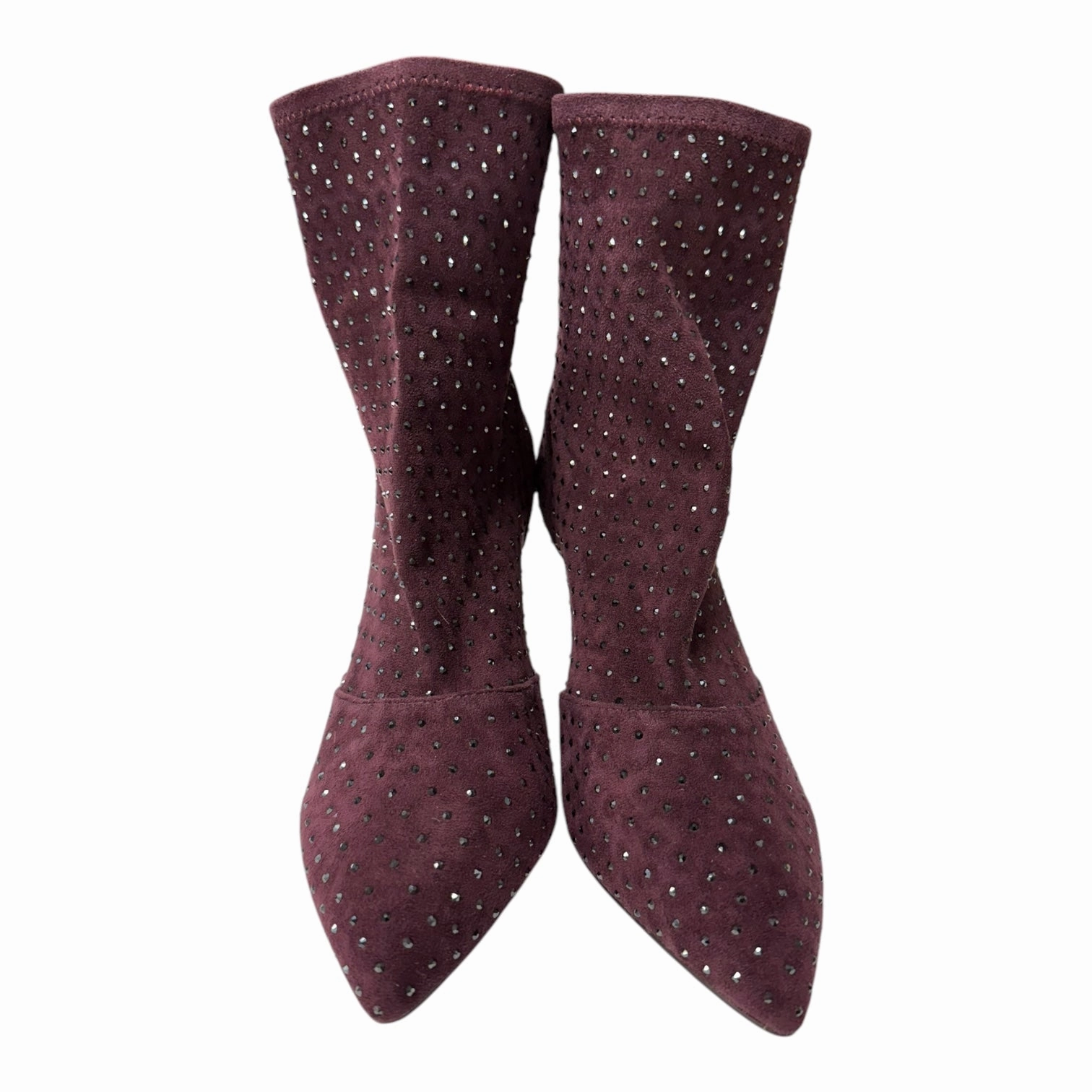 Boots Ankle Heels By Charles David In Purple, Size:10 Shiny Leather Ankle Boots