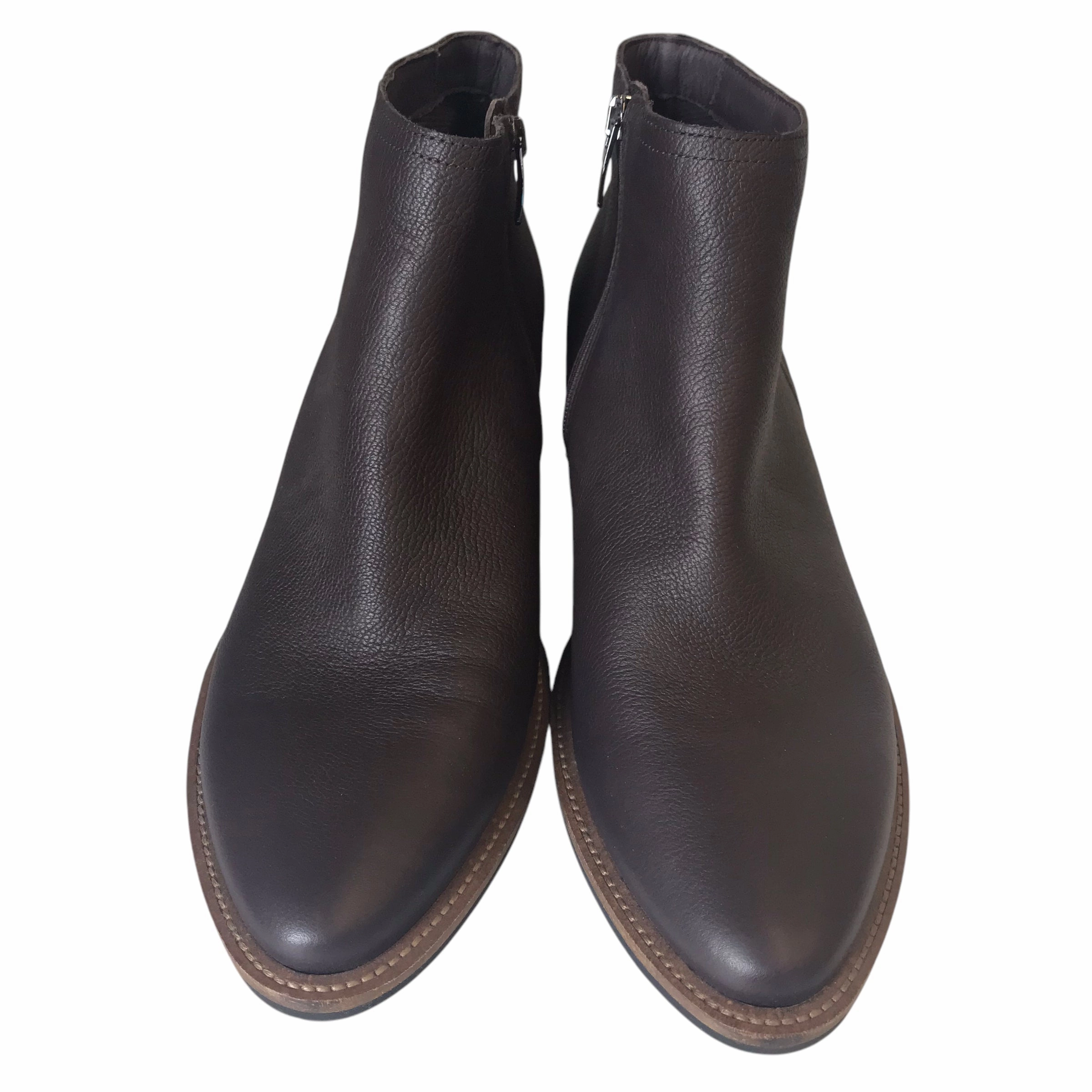 Boots Ankle Heels By Ecco In Brown, Size:11.5 Wide Calf Ankle Boots