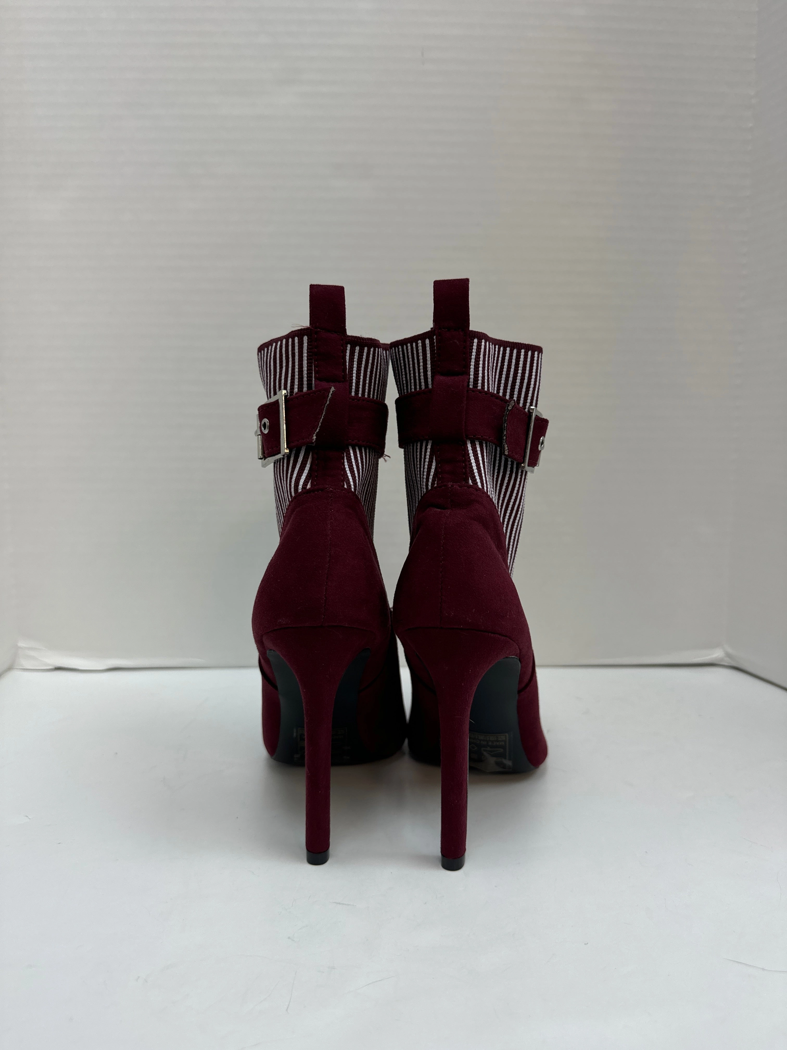 Women Leather Ankle Boots Boots Ankle Heels By Qupid In Mauve, Size: 9