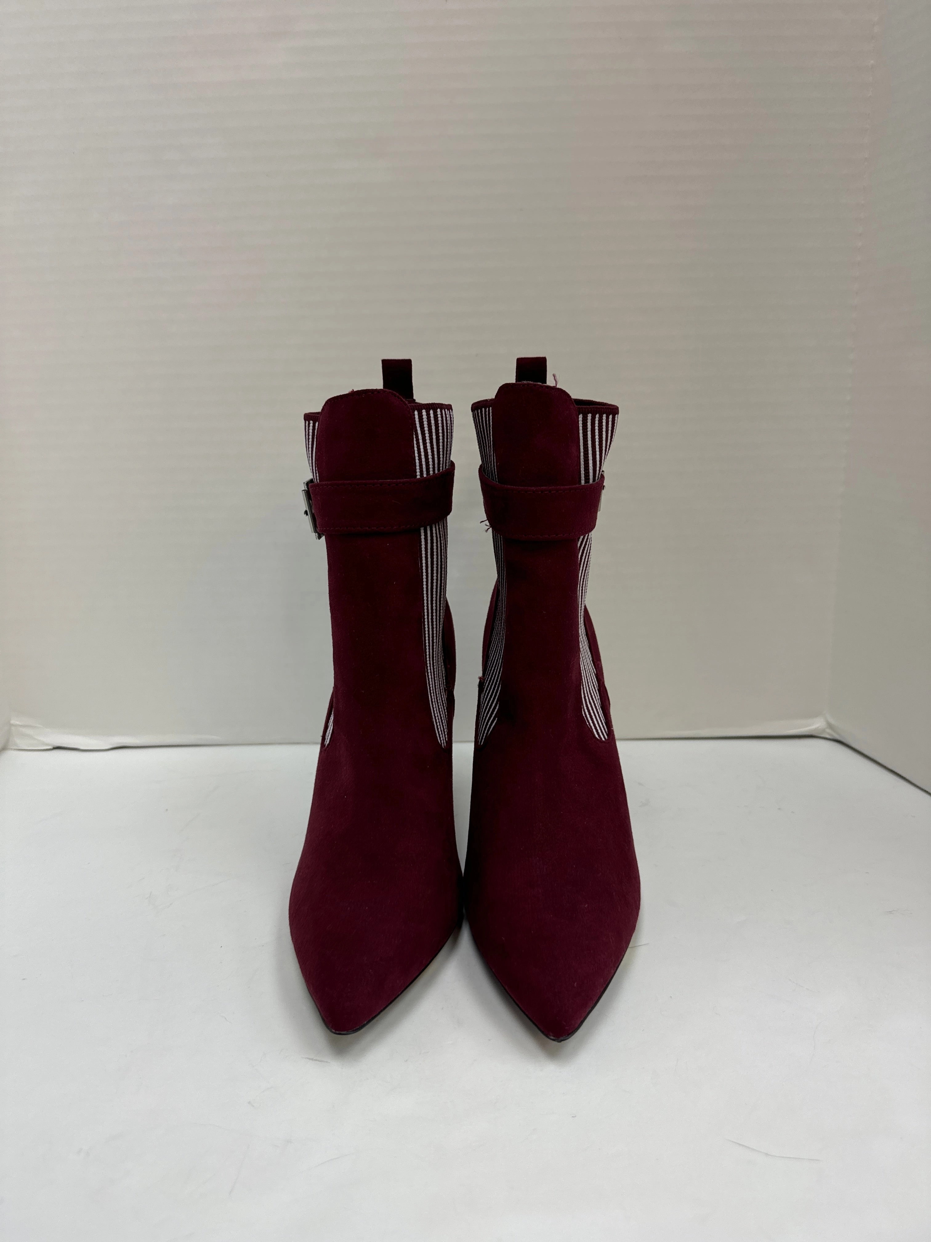 Boots Ankle Heels By Qupid In Mauve, Size: 9 Faux Leather Wedge Ankle Boots