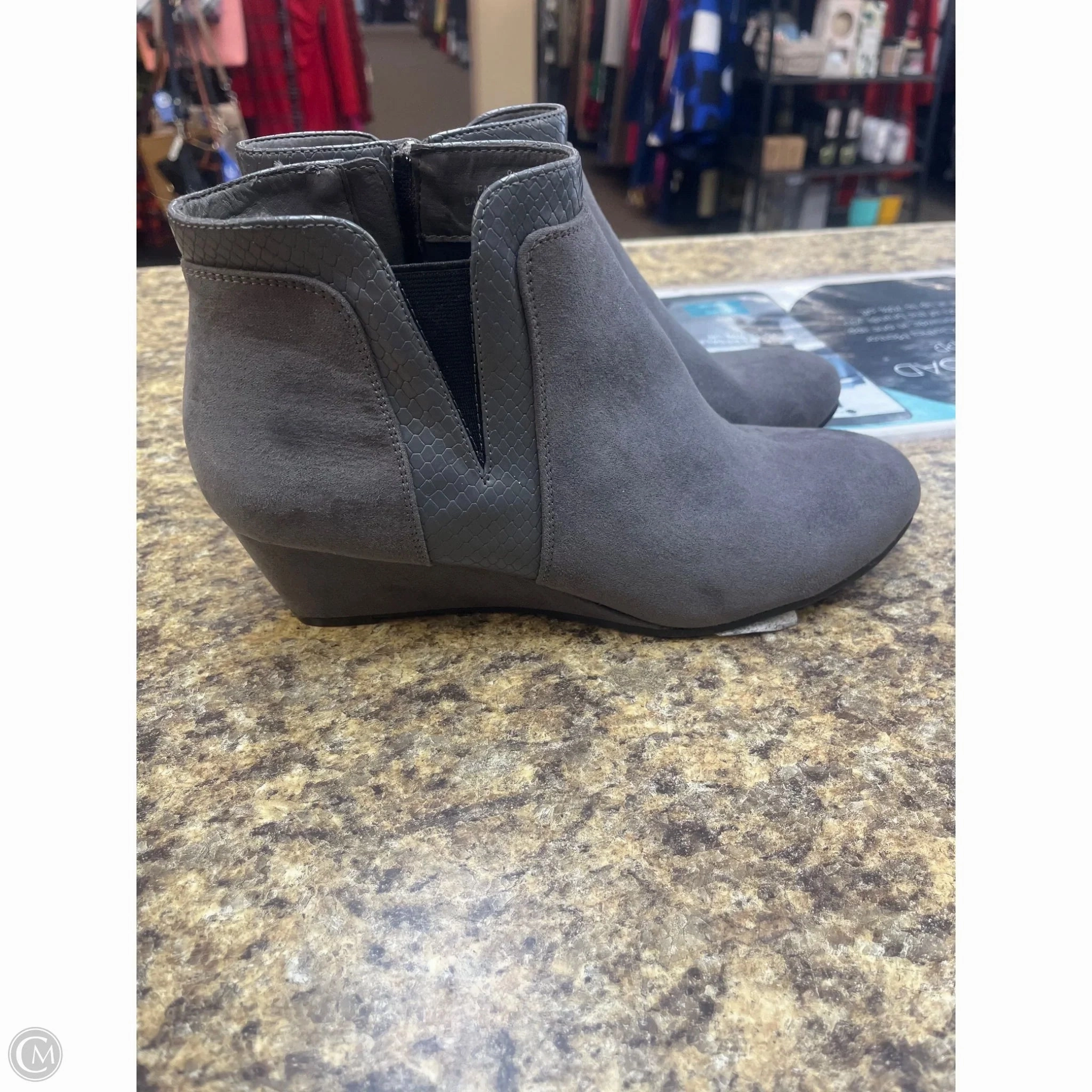 Lace Up Ankle Boots Suede Boots Ankle Heels By Solanz In Grey, Size: 8