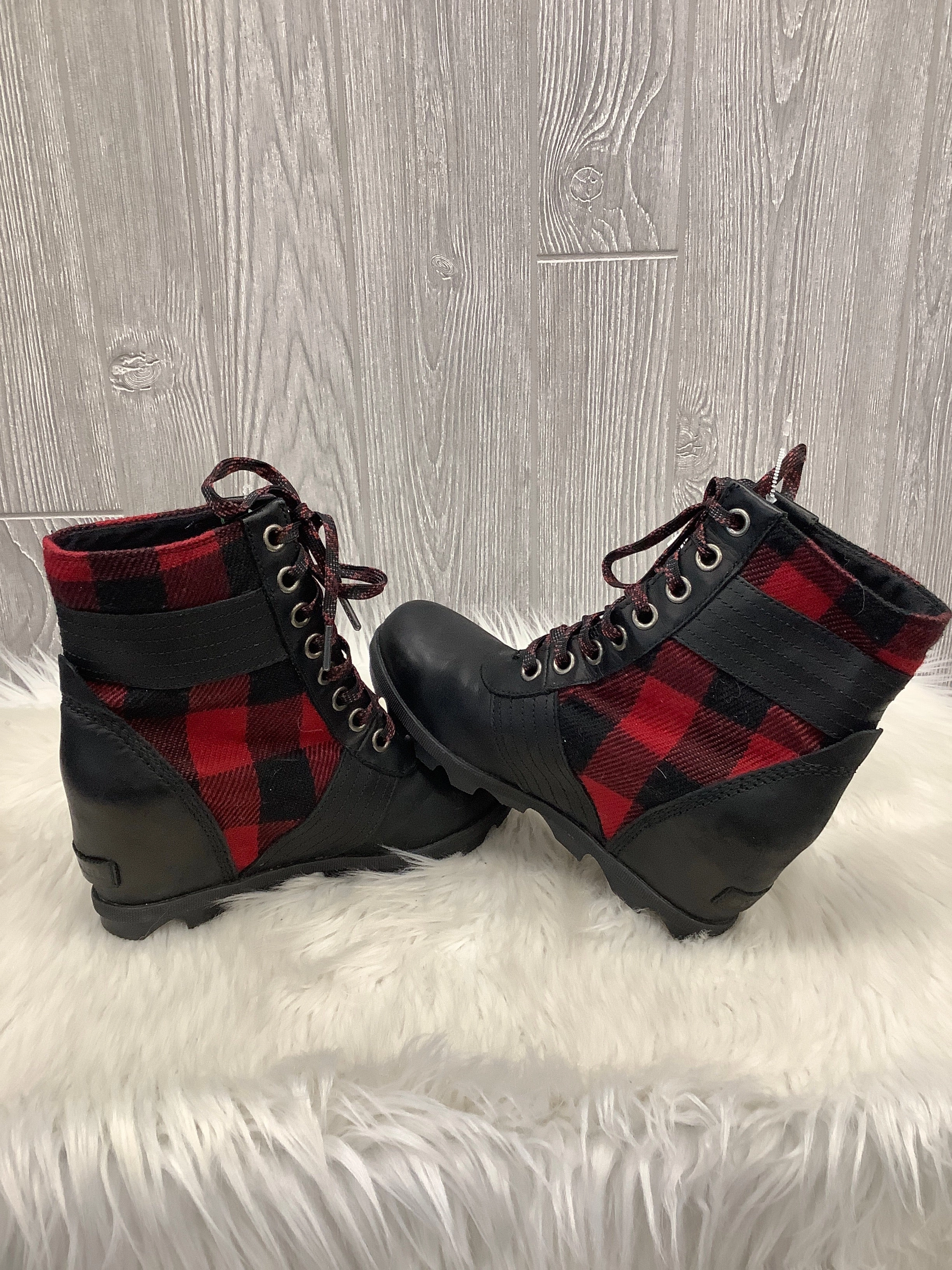 Lace Up Ankle Boots Mid Heel Boots Ankle Heels By Sorel In Black, Size: 8.5