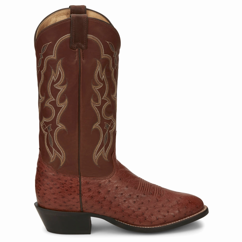 Exotic Cowboy Boots Tiberius 13 Inch Smooth Ostrich Round Toe Cowboy Boots