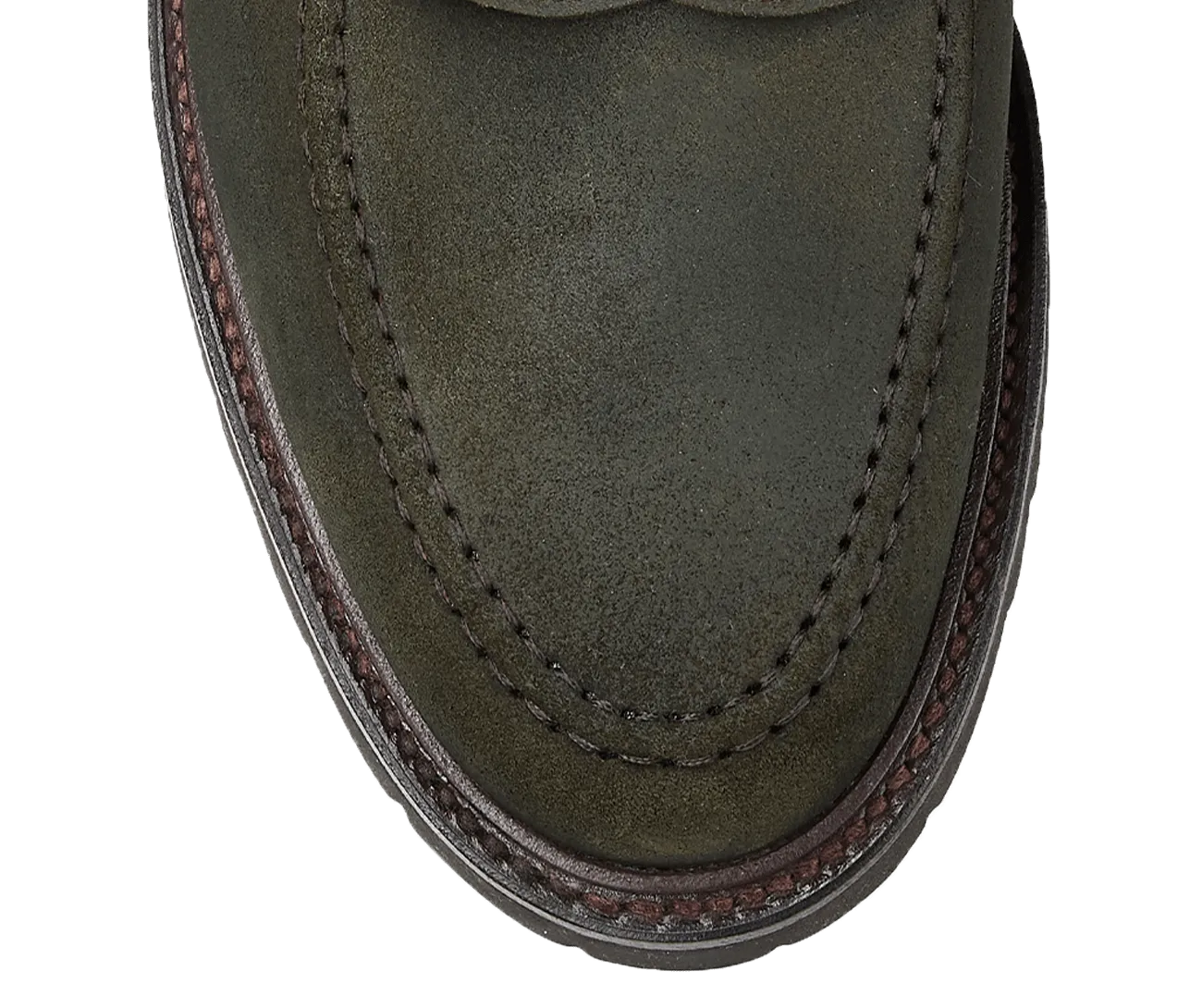 Platform Chunky Loafers Boston 2 Green Rough-Out Suede