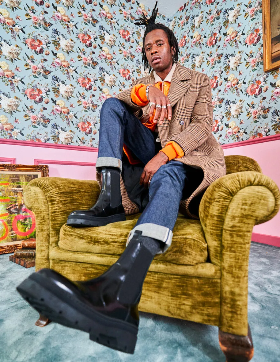 Wide Calf Leather Boots Bottines Thomas - Cuir box noir