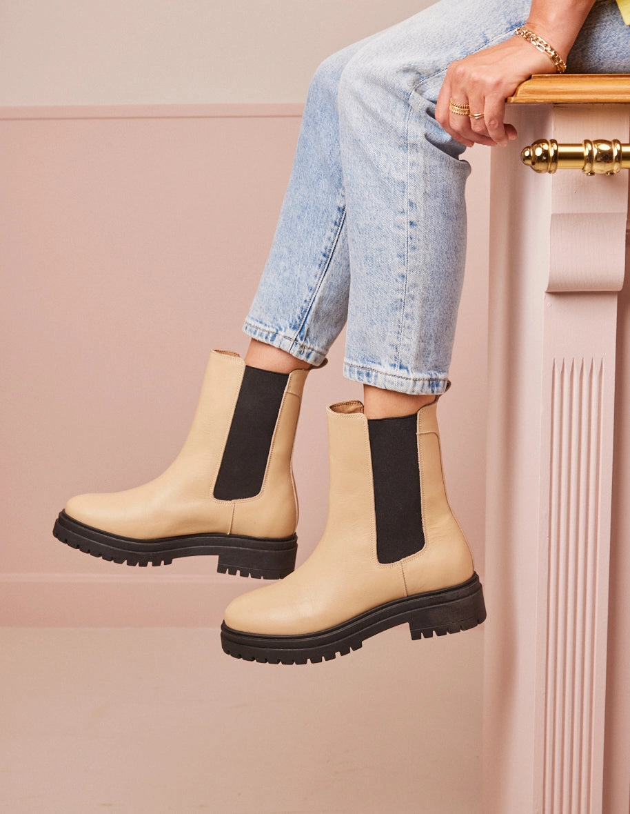 Otk Boots Leather Bottines Amlie - Cuir cru