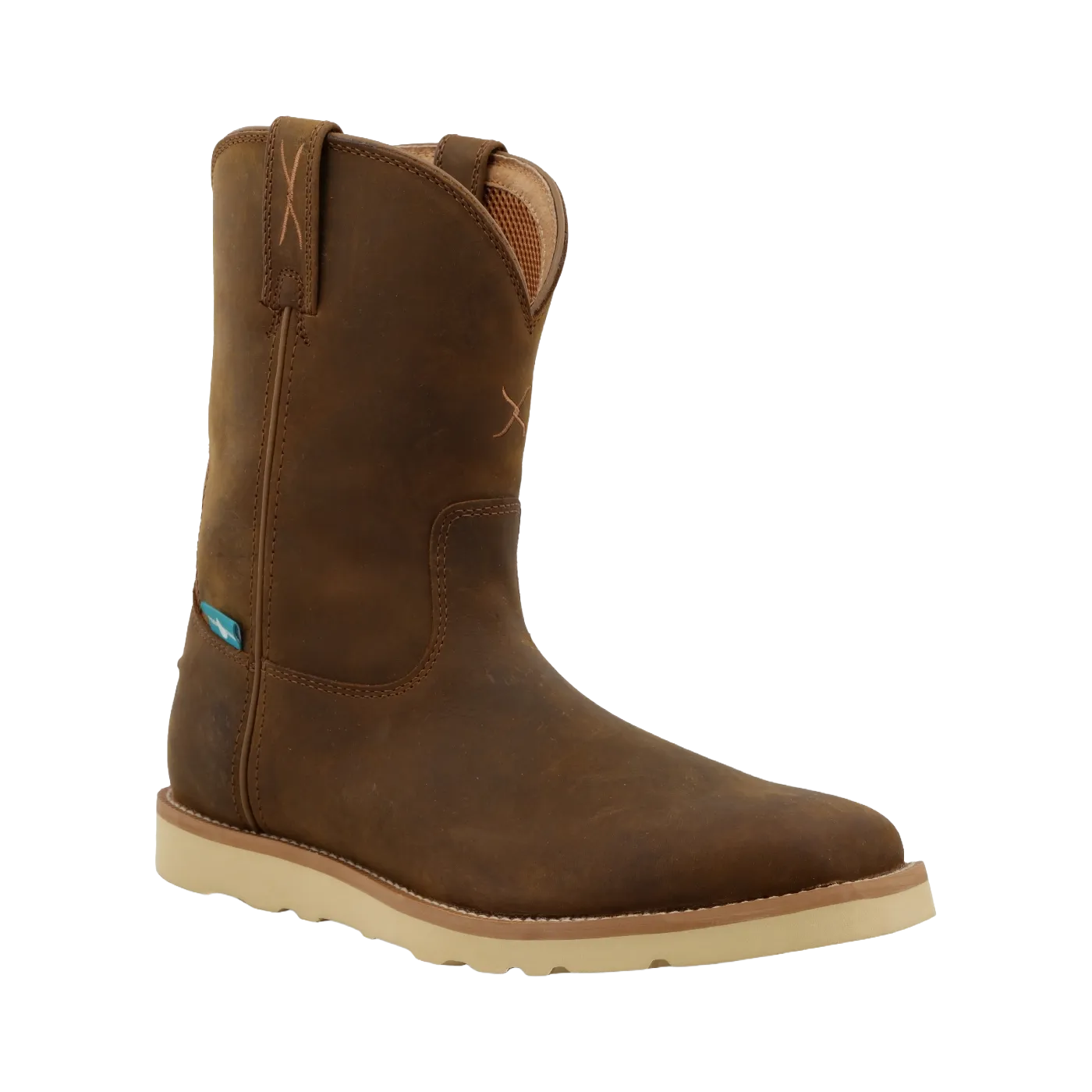 Twisted X Men's Distressed Saddle Wedge Sole Pull On Work Boots MCBW001 Wide Shaft Western Boots