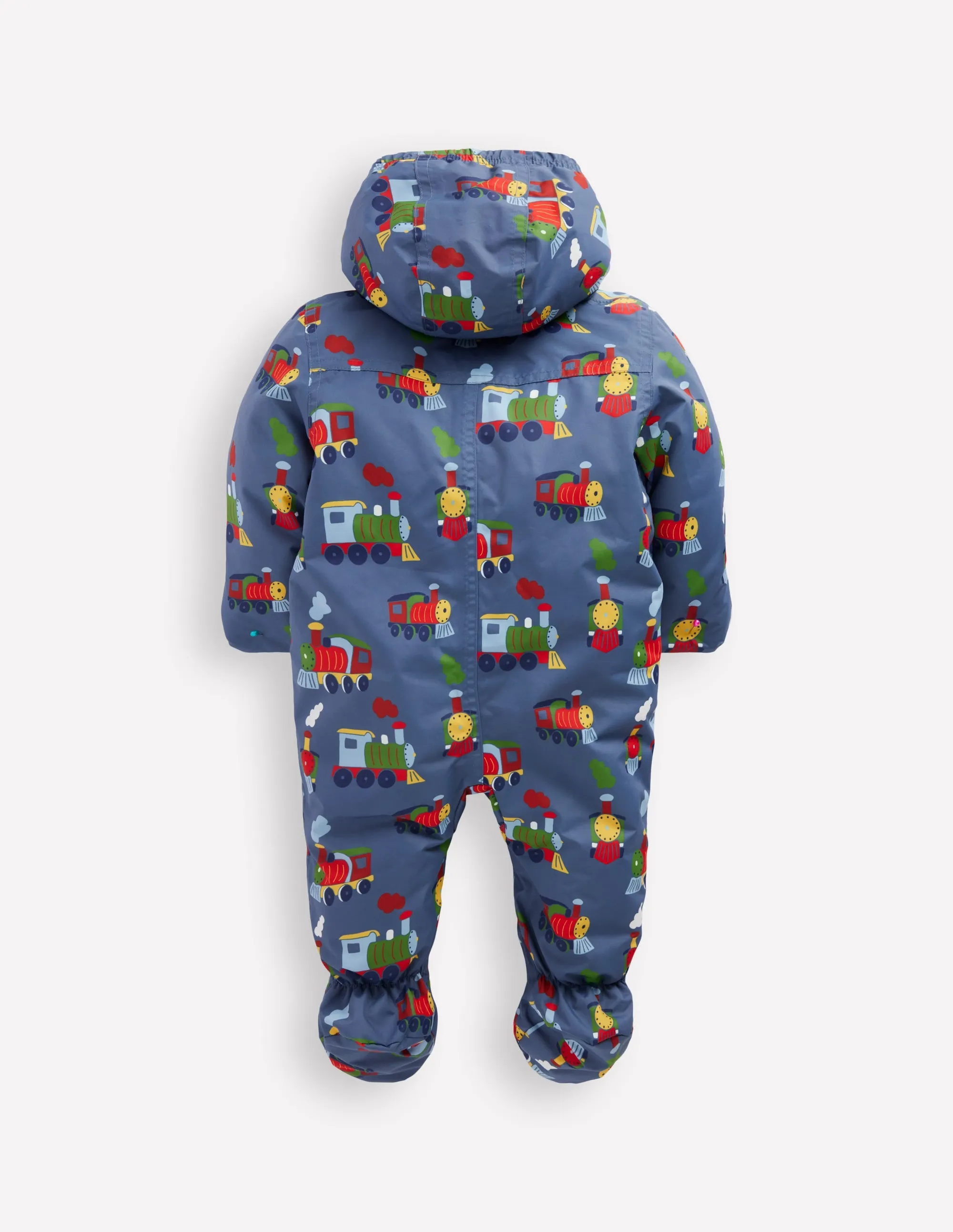 Boys Snowsuit-Blue Trains Cowboy Boots Drawing