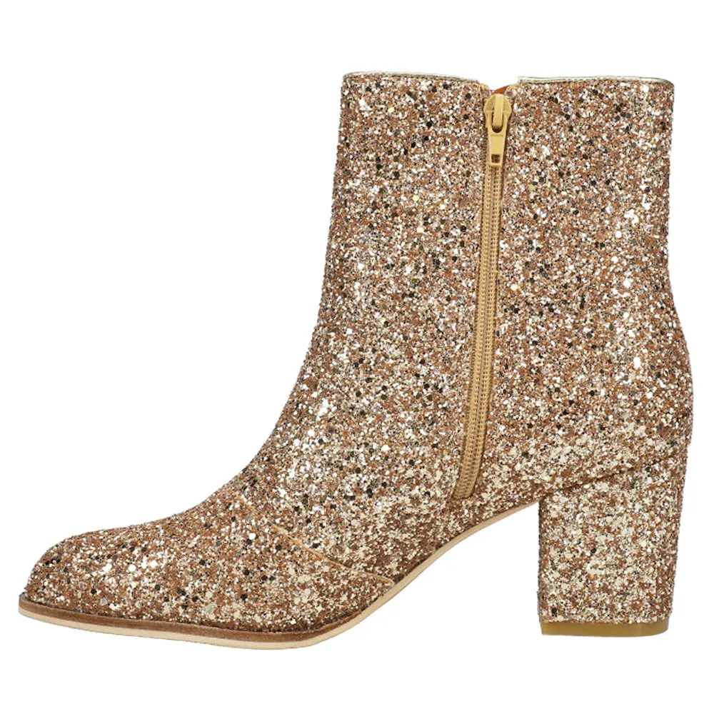 Boots Riding Razzle Dazzle Glitter Round Toe Zippered Booties