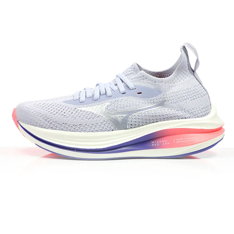 Mizuno Women's Neo Zen Running Shoe - Icelandic Blue/Silver/Striking Coral Comfy Trainer Shoes