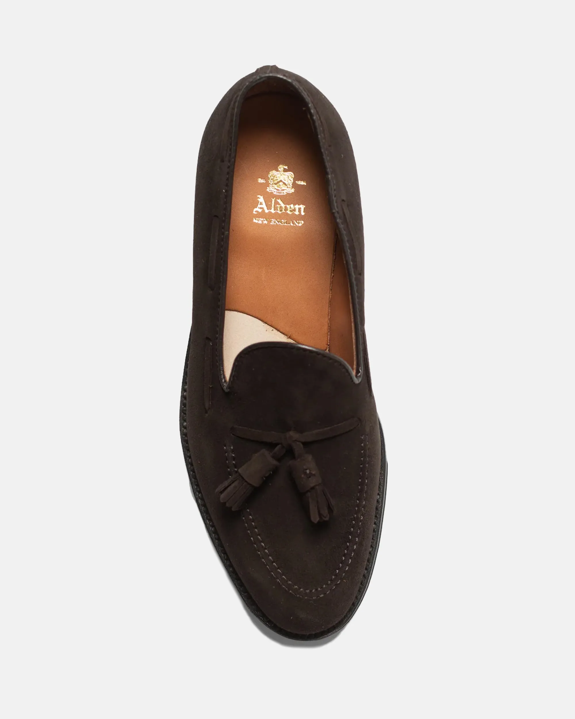 Made-in-America Mocha Suede Tassel Loafer Polka Dot Loafers