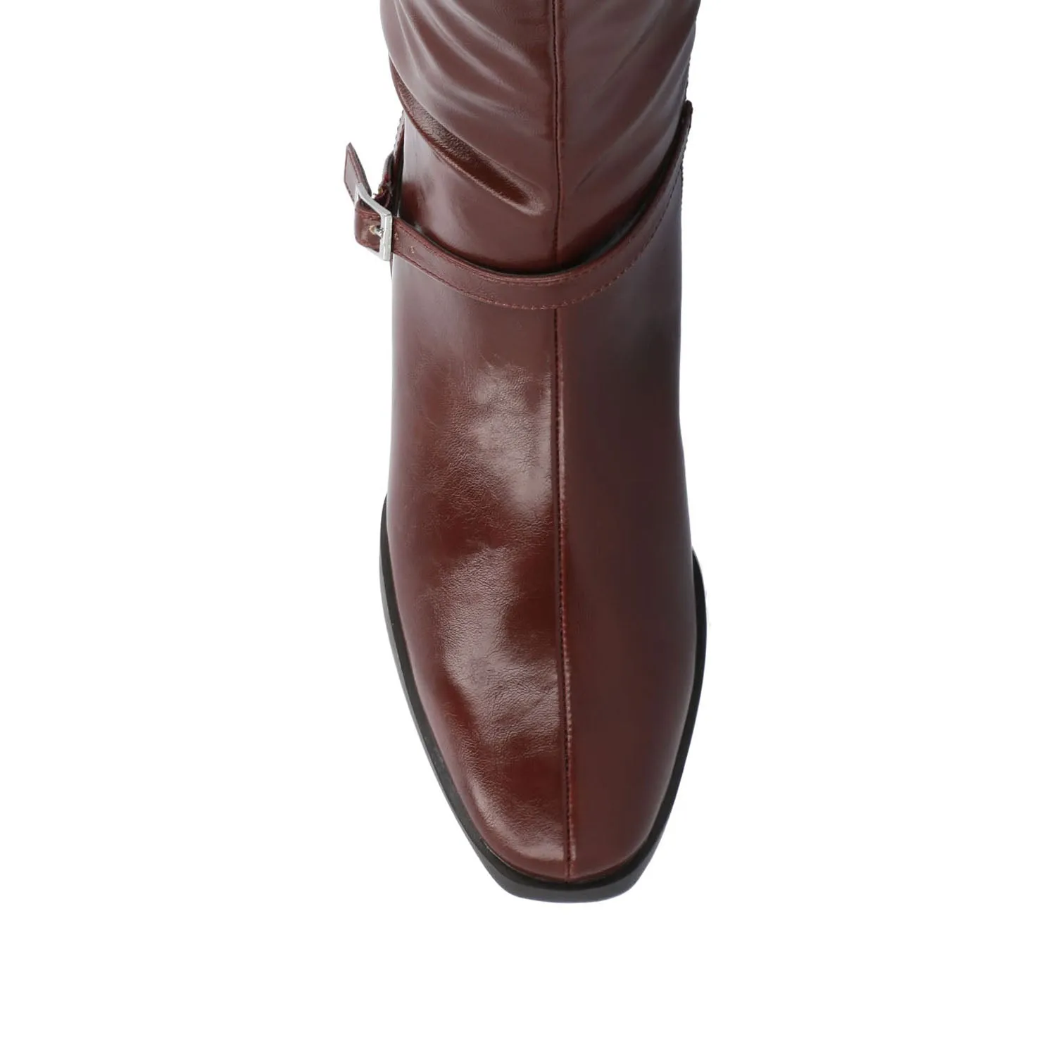 RHIANAH KNEE HIGH BOOTS IN X-WIDE CALF Moc Toe
