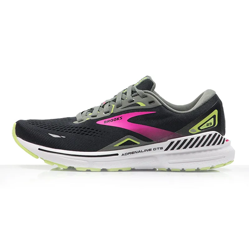 Top Rated Running Shoes For High Arches Brooks Adrenaline GTS 23 Women's Running Shoe - Black/Gunmetal/Sharp Green