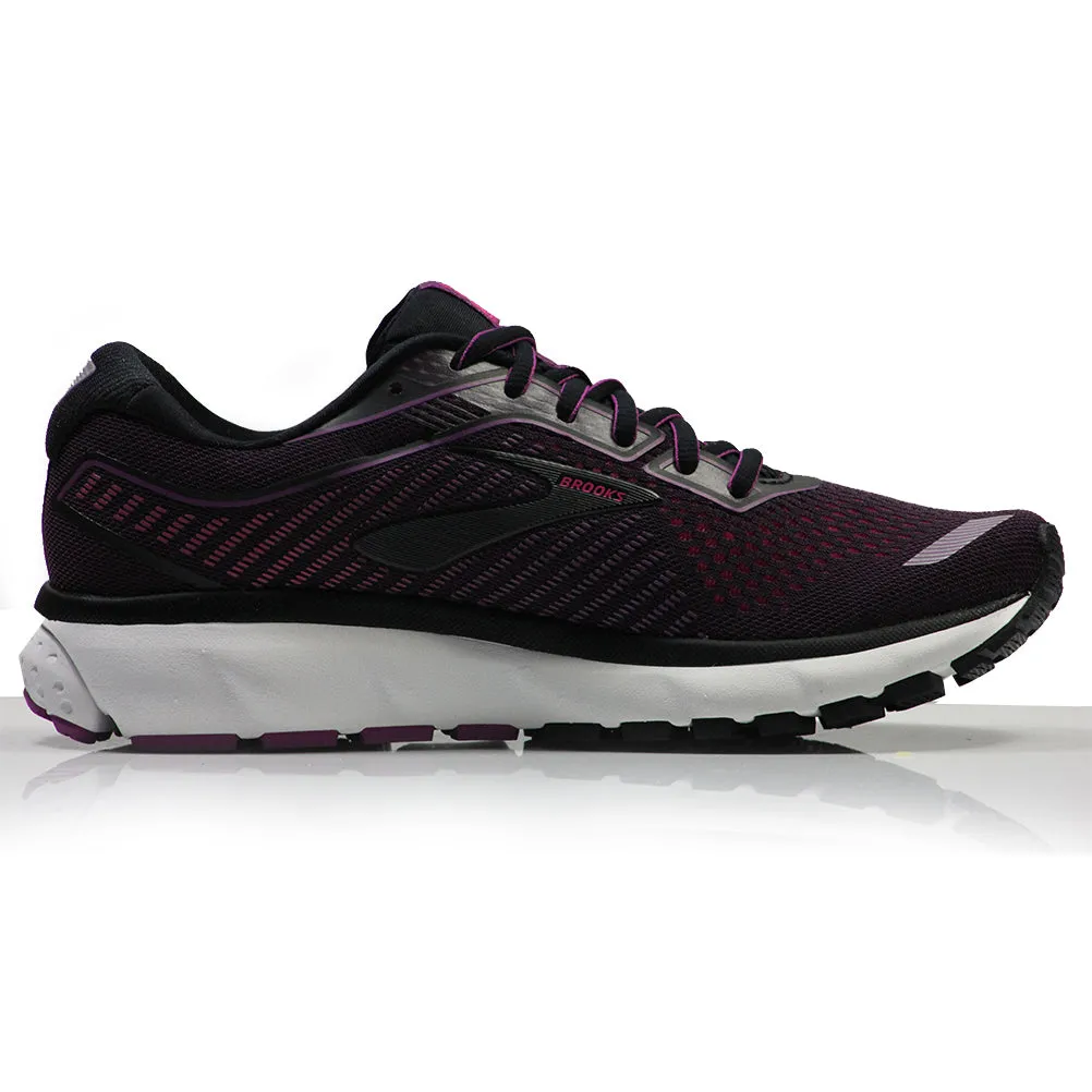 Brooks Ghost 12 Women's Running Shoe - Black/Hollyhock/Pink Best Running Shoe For Bad Knees