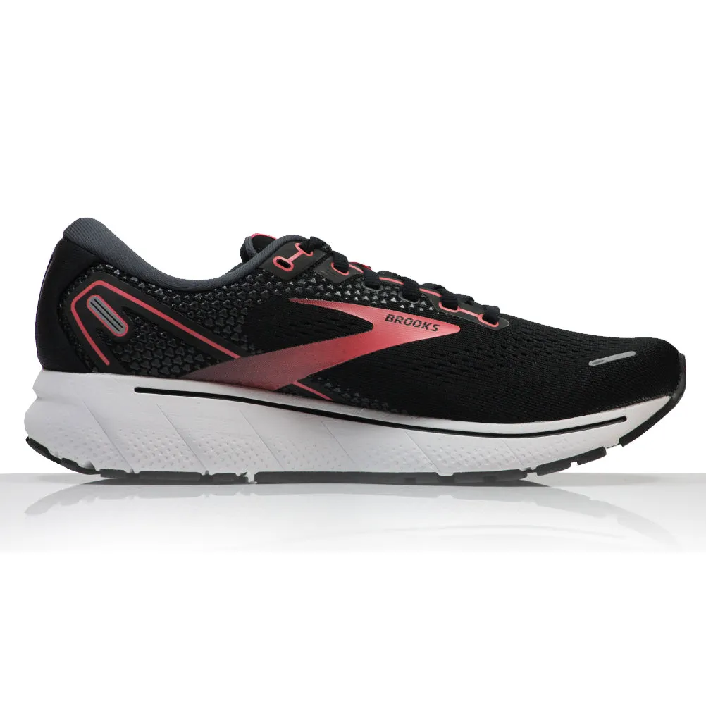 Asic Running Shoes For Overpronators Brooks Ghost 14 Women's Wide Fit Running Shoe - Black/Coral/White