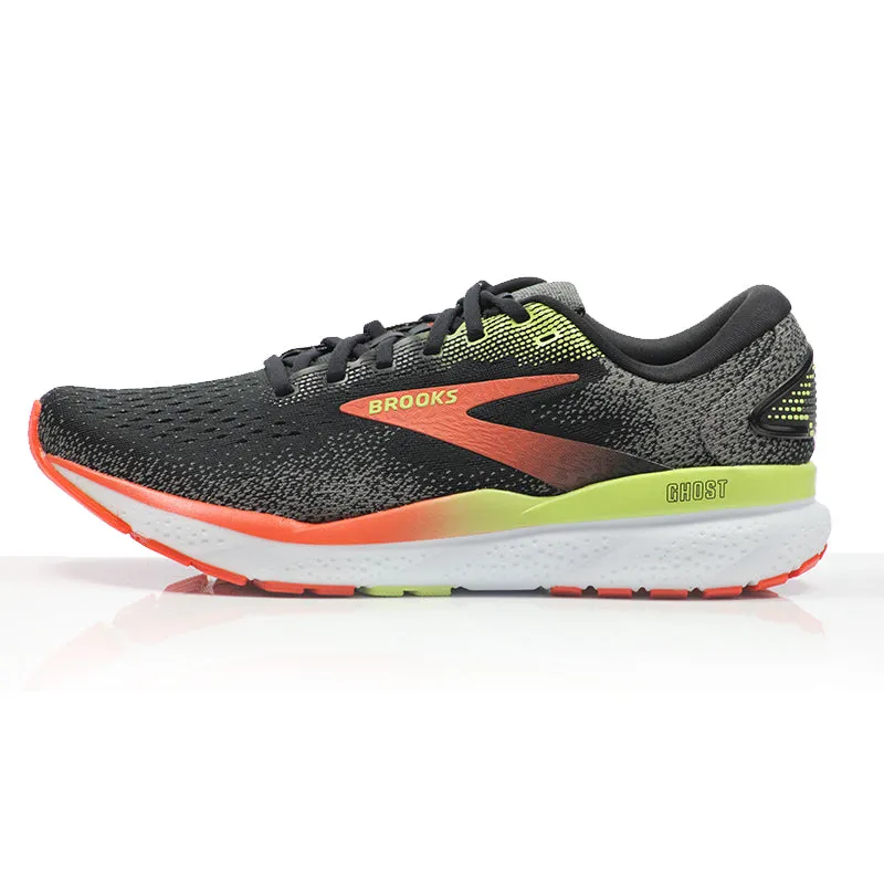 High Quality Running Shoes Brooks Ghost 16 Men's Running Shoe - Black/Mandarin Red/Green