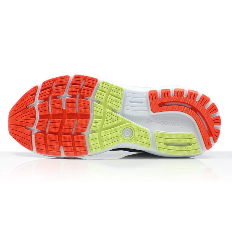 Brooks Ghost 16 Men's Running Shoe - Black/Mandarin Red/Green Stable Running Shoes