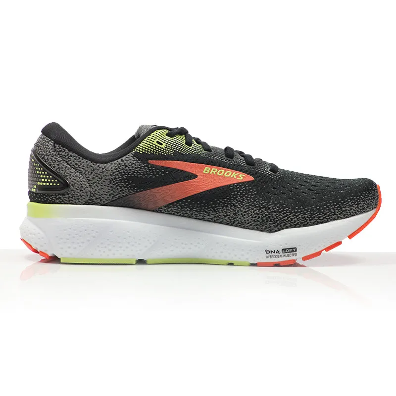 Brooks Ghost 16 Men's Running Shoe - Black/Mandarin Red/Green Free Run Flyknit Running Shoes