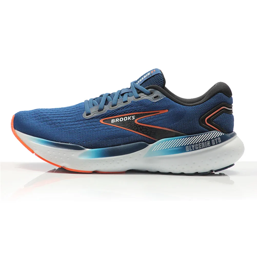 Best 5km Running Shoes Brooks Glycerin GTS 21 Men's Running Shoe - Blue Opal/Black/Nasturtium