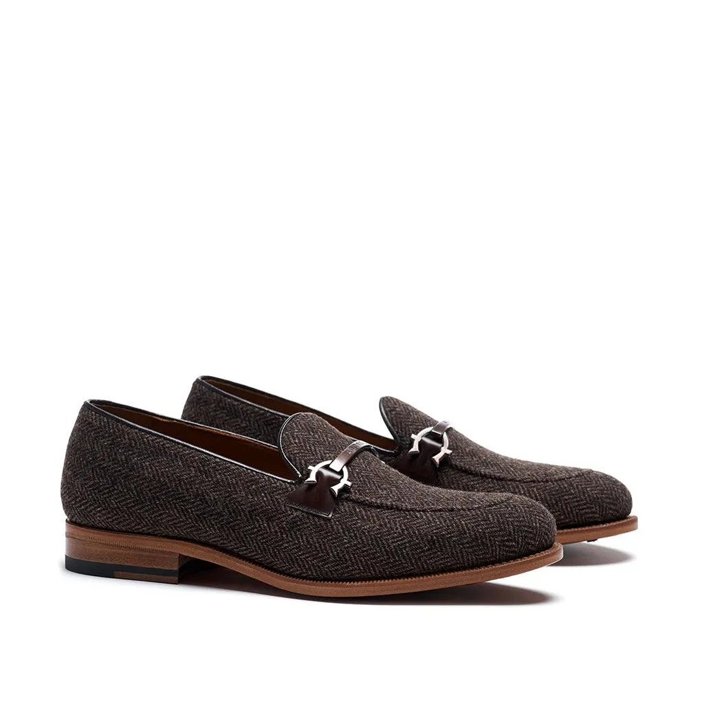 Brown Herringbone Tweed Horsebit Loafer Loafers Hush