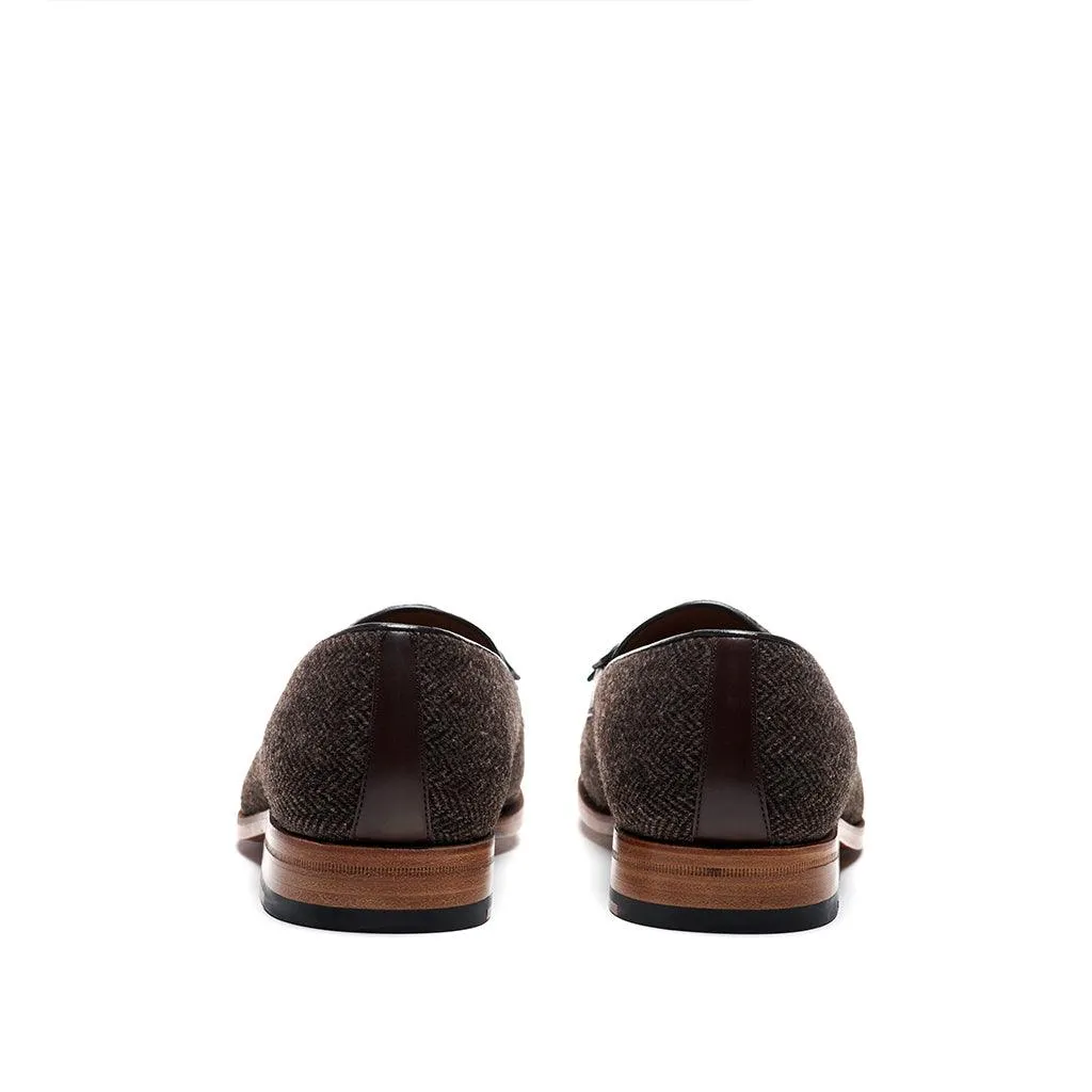 Brown Herringbone Tweed Horsebit Loafer Loafers Spikes