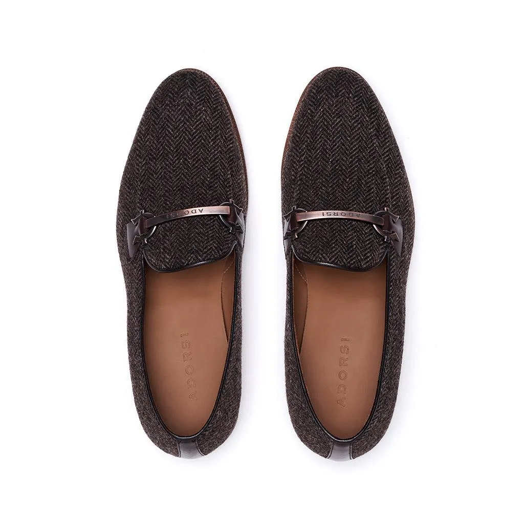 Steve Madden Loafers Brown Herringbone Tweed Horsebit Loafer