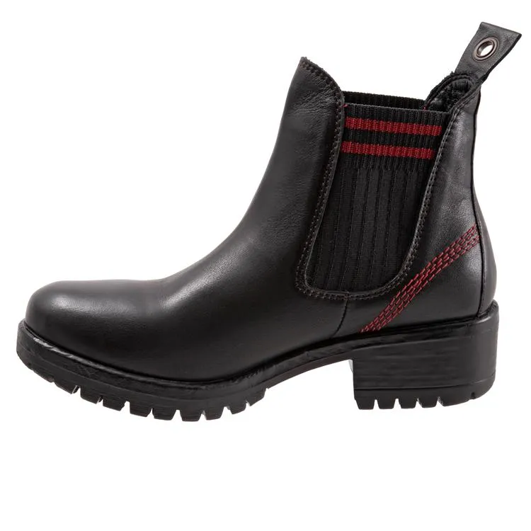Bueno Women's Florida Leather Pull On Heeled Chelsea Boot in Black/Red Knit Xtratuf Boots