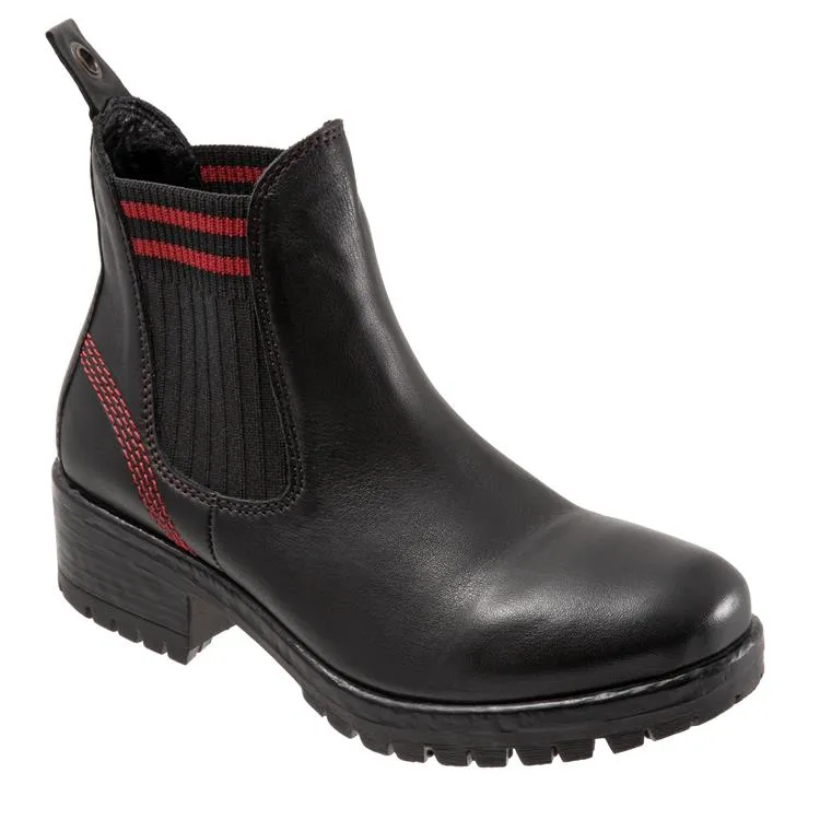 Boots Nordstrom Bueno Women's Florida Leather Pull On Heeled Chelsea Boot in Black/Red Knit