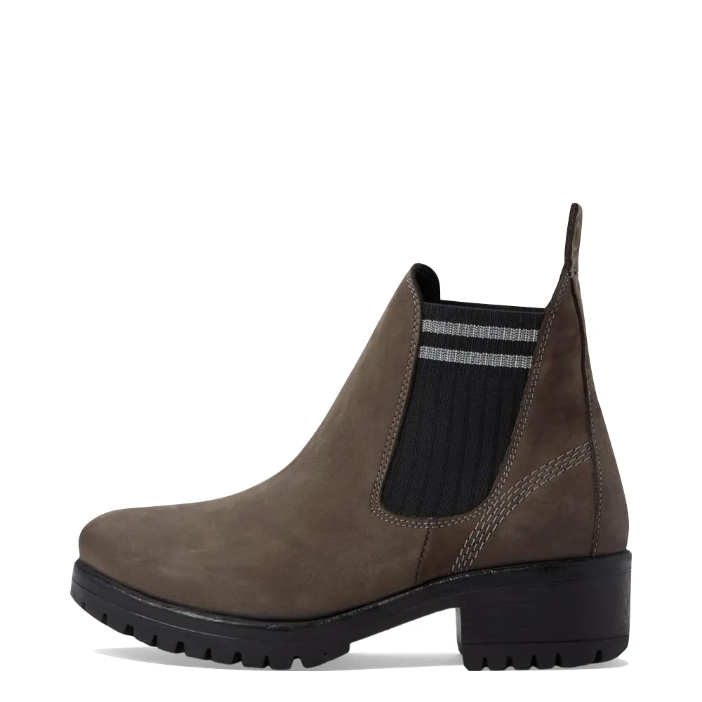Side Zipper Cowboy Boots Bueno Women's Florida Leather Pull On Heeled Chelsea Boot in Grey Nubuck/Grey Knit