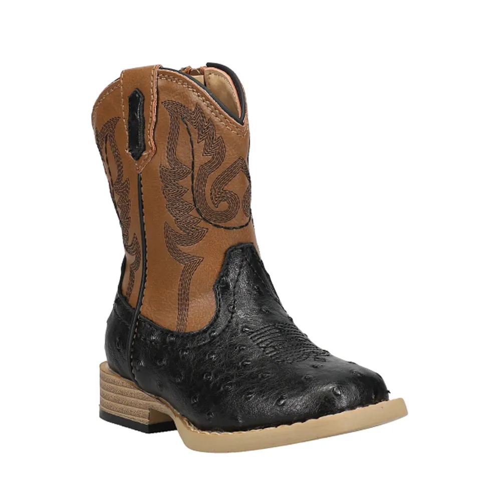 Muk Luks Boots Bumps Embroidery Square Toe Cowboy Boots (Toddler)