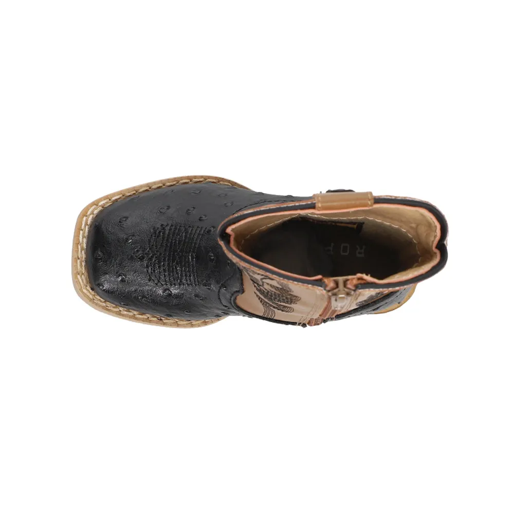 Bumps Embroidery Square Toe Cowboy Boots (Toddler) Ankle Boots Chelsea Boots