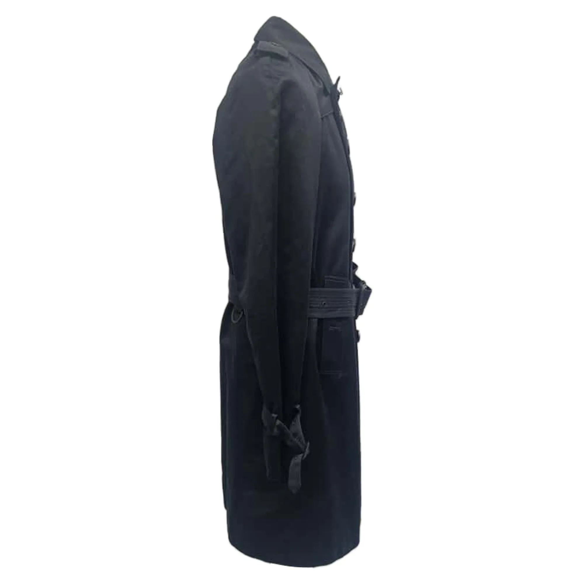 Burberry Prorsum Double-Breasted Trench Coat in Black Cotton Waterproof Snow Boots Sale