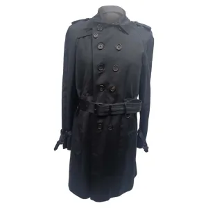 Best Rated Cowboy Boots Burberry Prorsum Double-Breasted Trench Coat in Black Cotton
