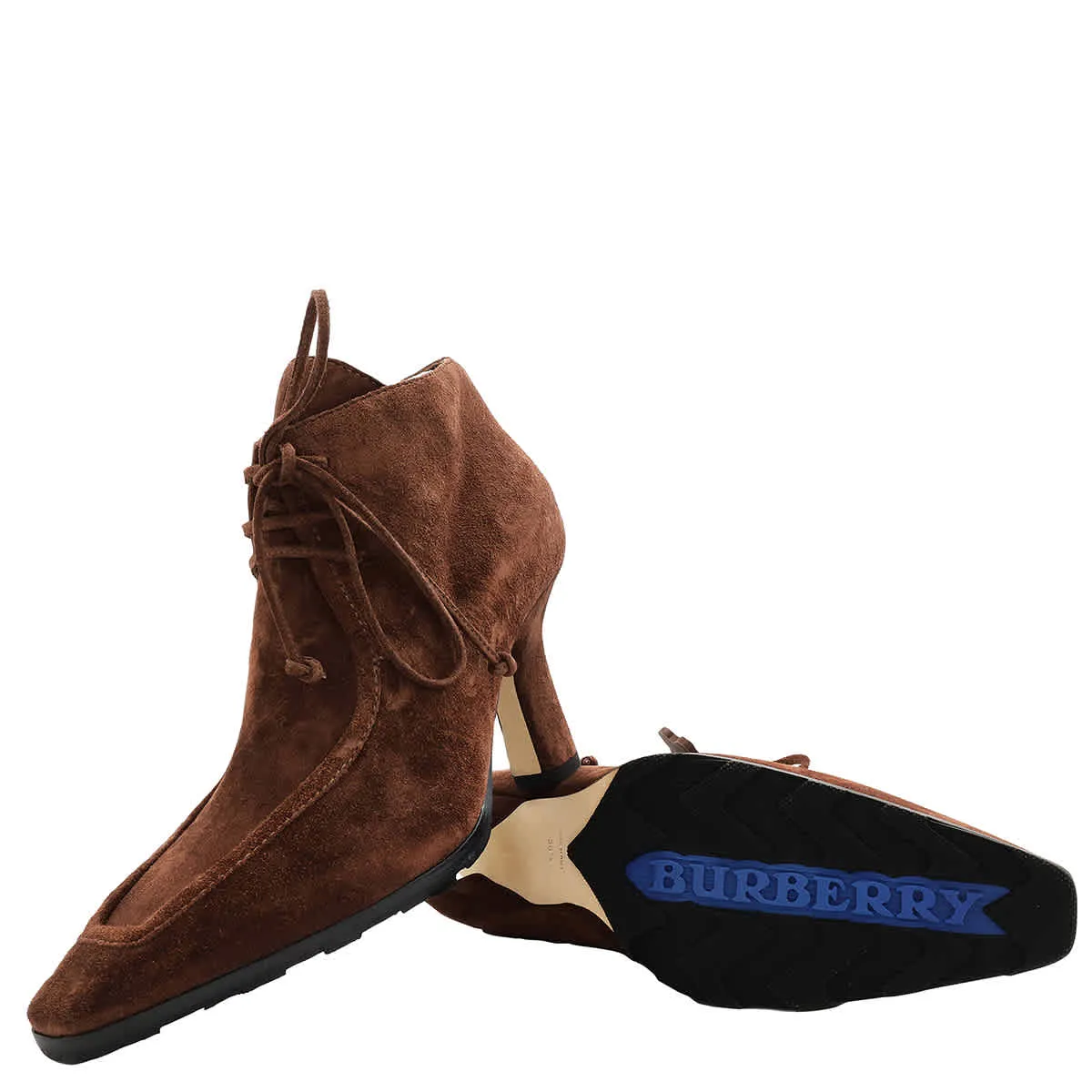 Split Suede Mid Heel Ankle Boots Burberry Suede Storm Lace-Up Ankle Boots