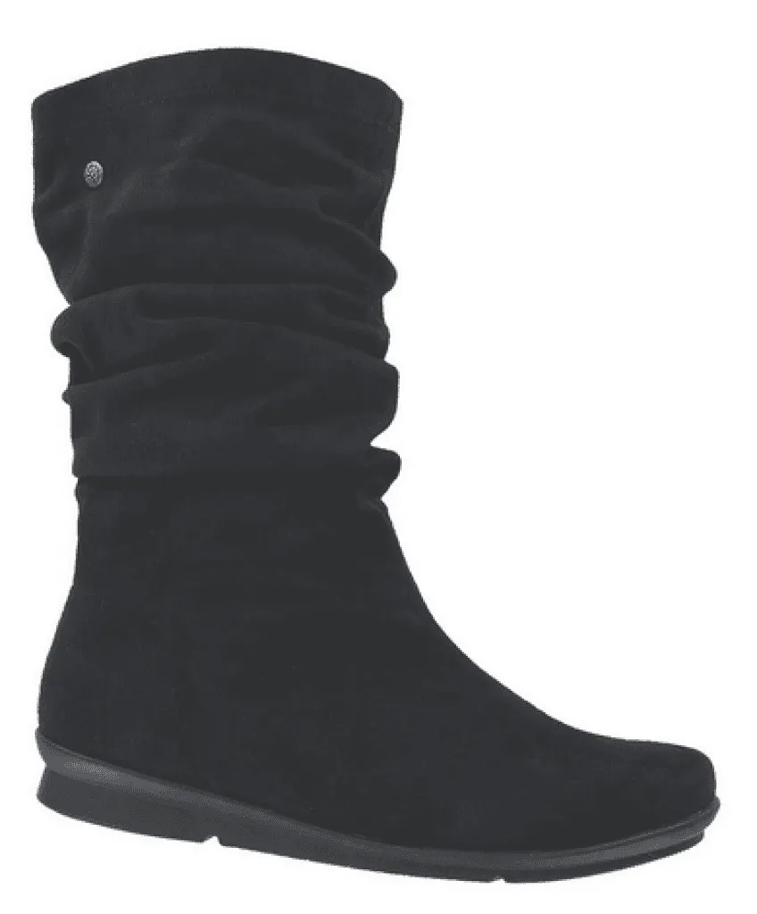Comfortable Platform Boots Bussola Women's Combia 1560  Mid-High Scrunch Boot - Black