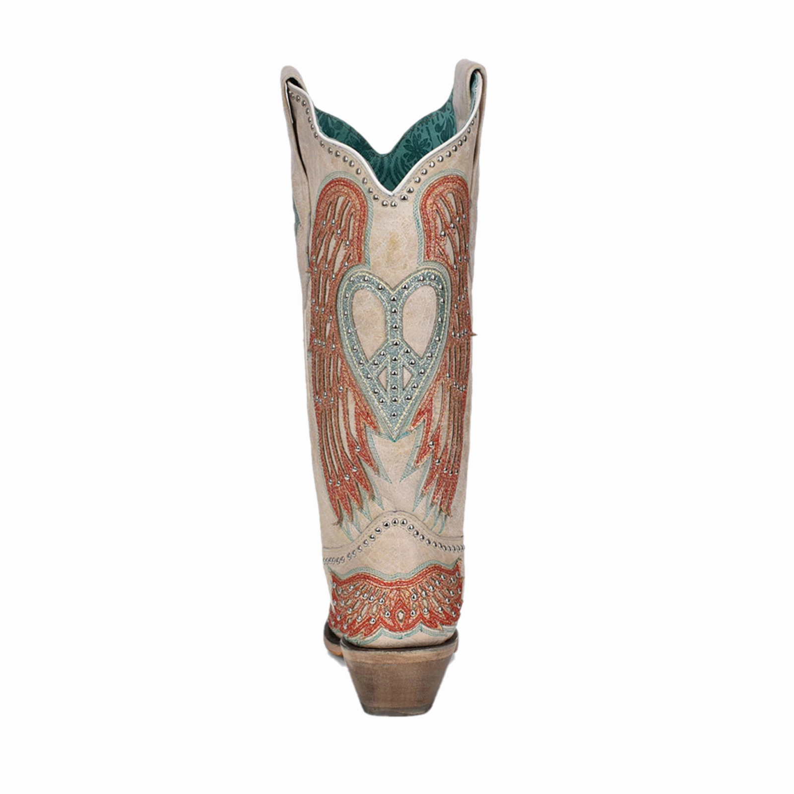 Premium Boots Corral Ladies Studded Bone Heart & Wings Overlay Western Boots A4236