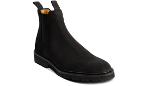 Camborne - Black Waxy Suede Mid Calf Combat Boots