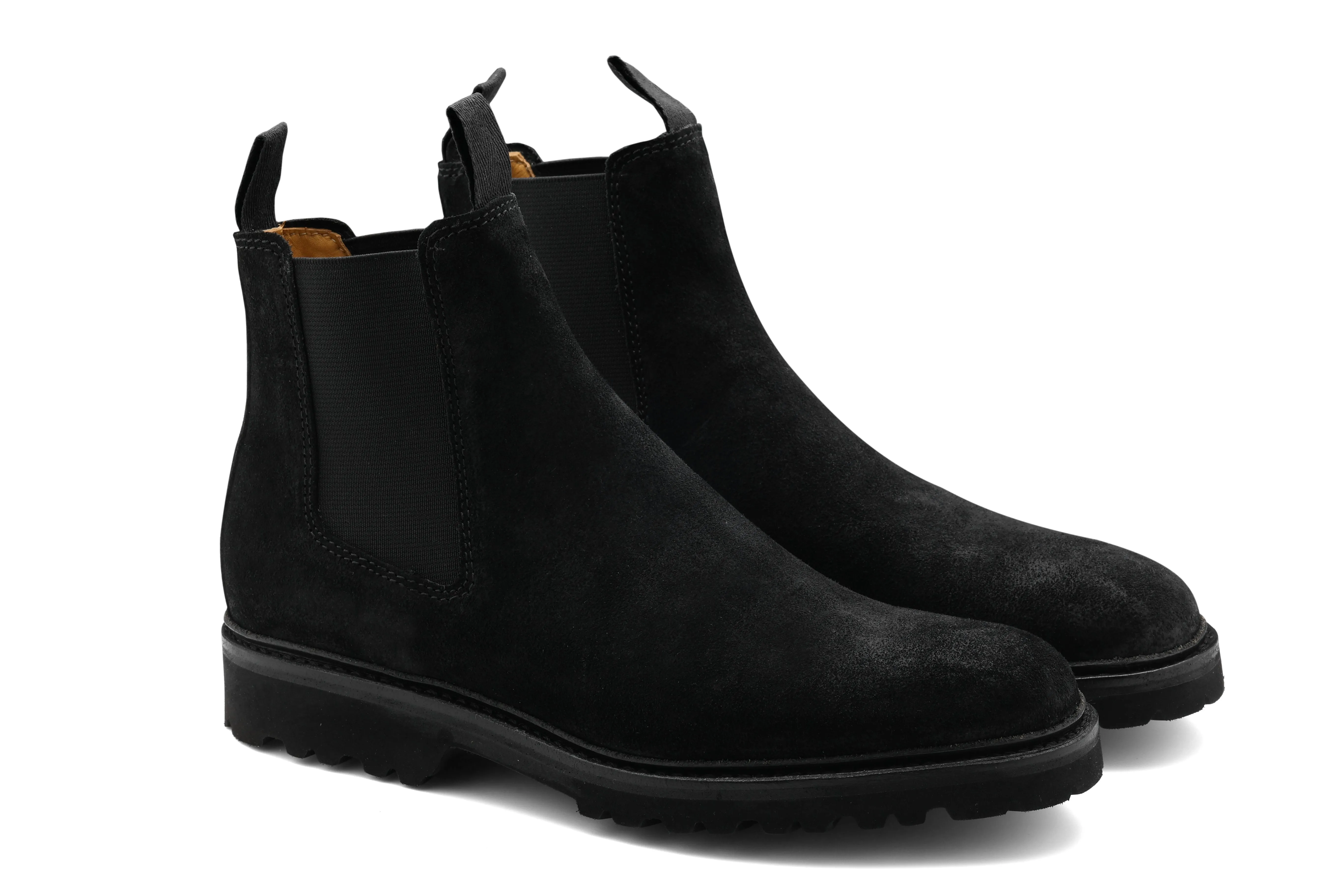 Camborne - Black Waxy Suede Zip Up Cowboy Boots