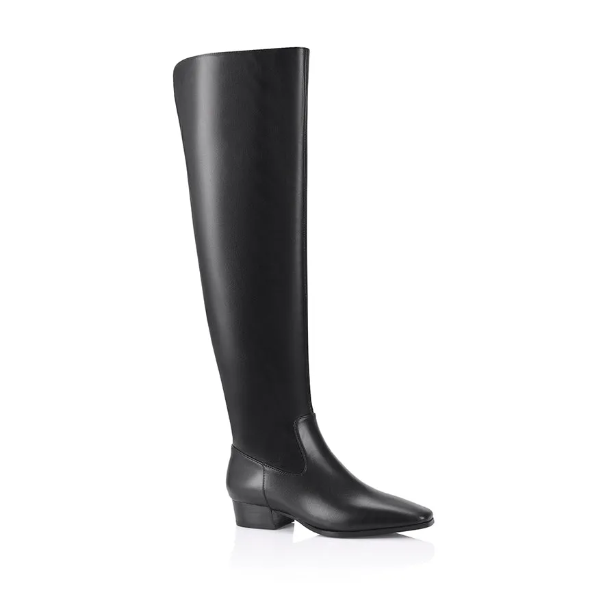 Camden Thigh High Boots - Black Brown Western Boots