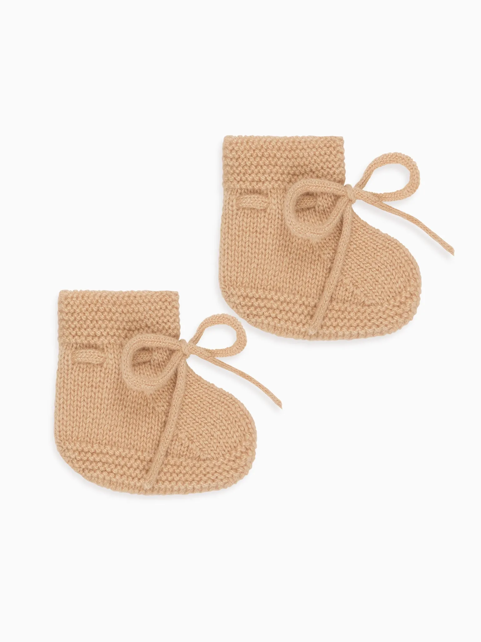 Camel Melange Evita Cashmere Baby Booties Deck Boots