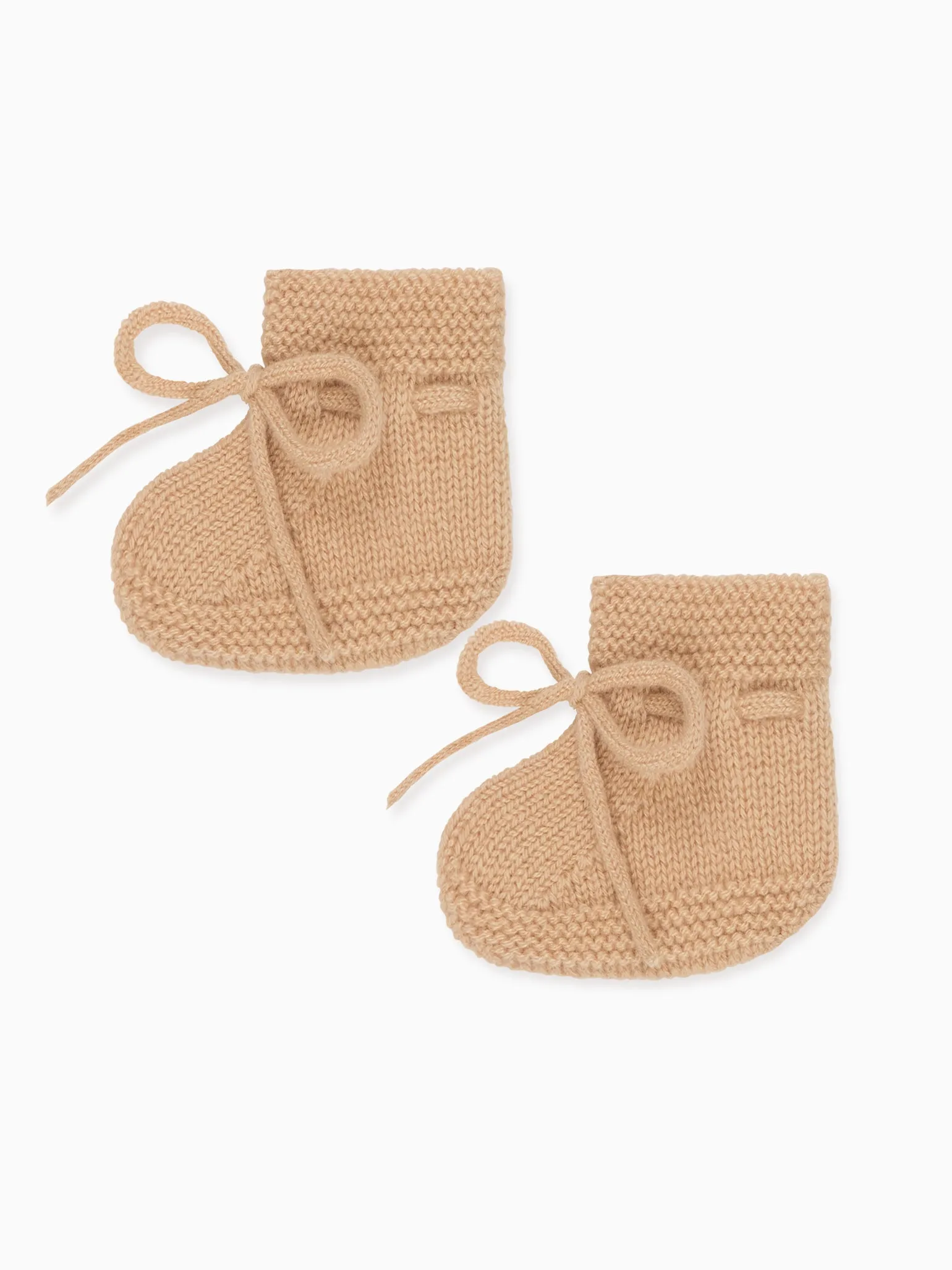 Camel Melange Evita Cashmere Baby Booties Faux Fur Knee High Boots