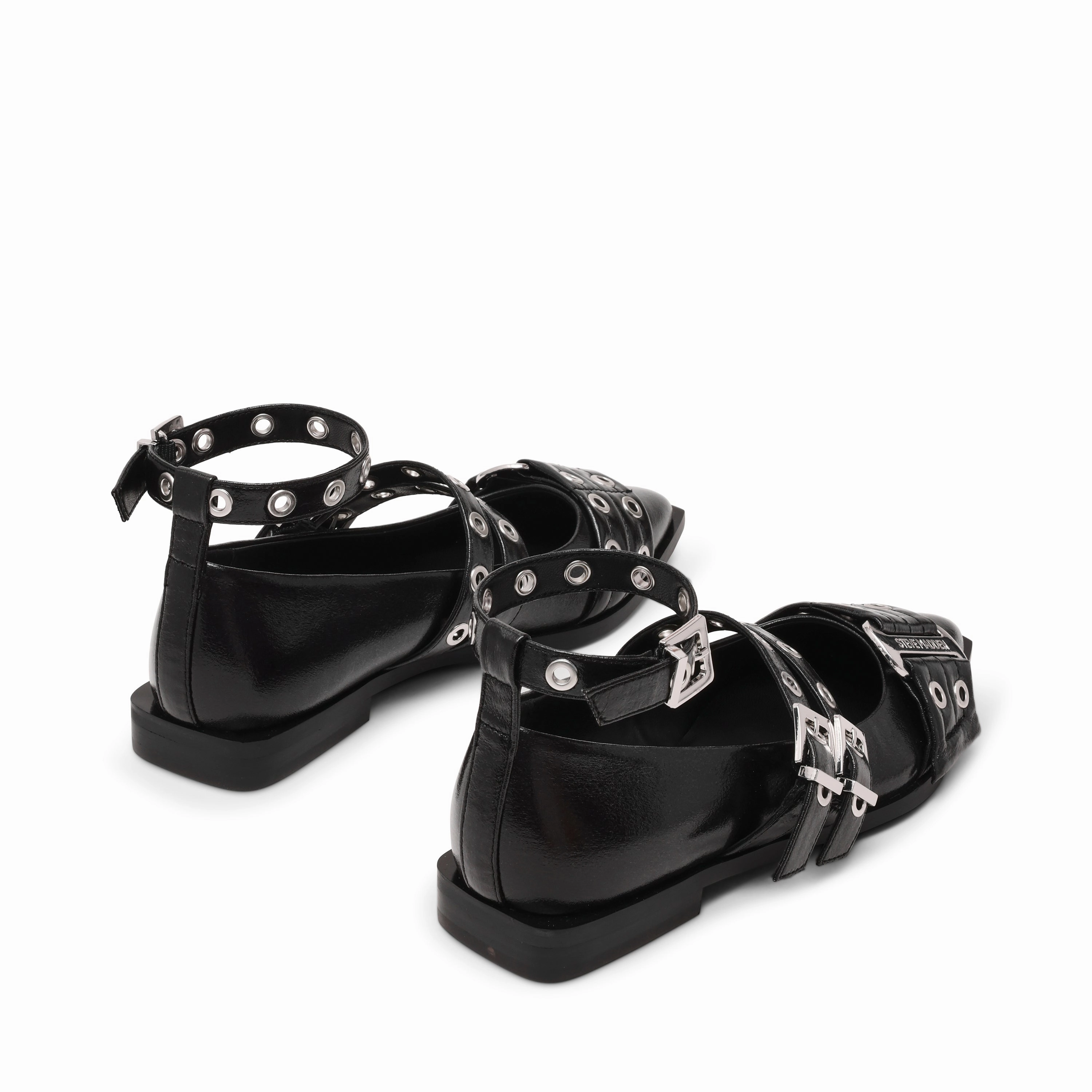 Grander Flat Shoe BLK CRINKLE Comfortable Dress Flat Shoes