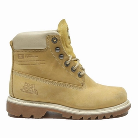 CAT Womens Ankle Lace-Up Boots Beige Leather UK 5 Workwear Durable Comfortable Boots Deals