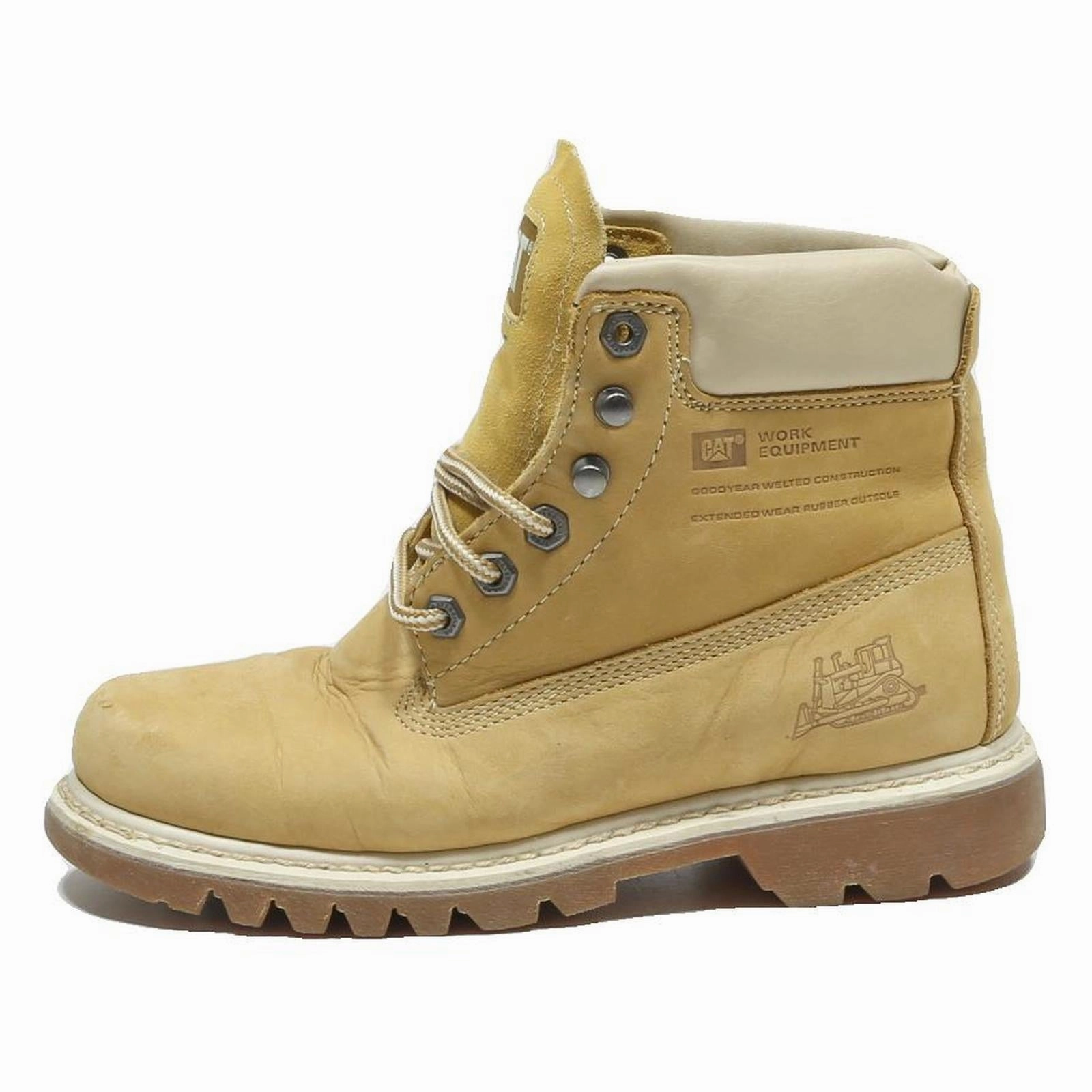 CAT Womens Ankle Lace-Up Boots Beige Leather UK 5 Workwear Durable Comfortable Chukka Work Boots