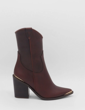 Coachella western cowboy boots in mahogany leather womens shoes Pus In Boots