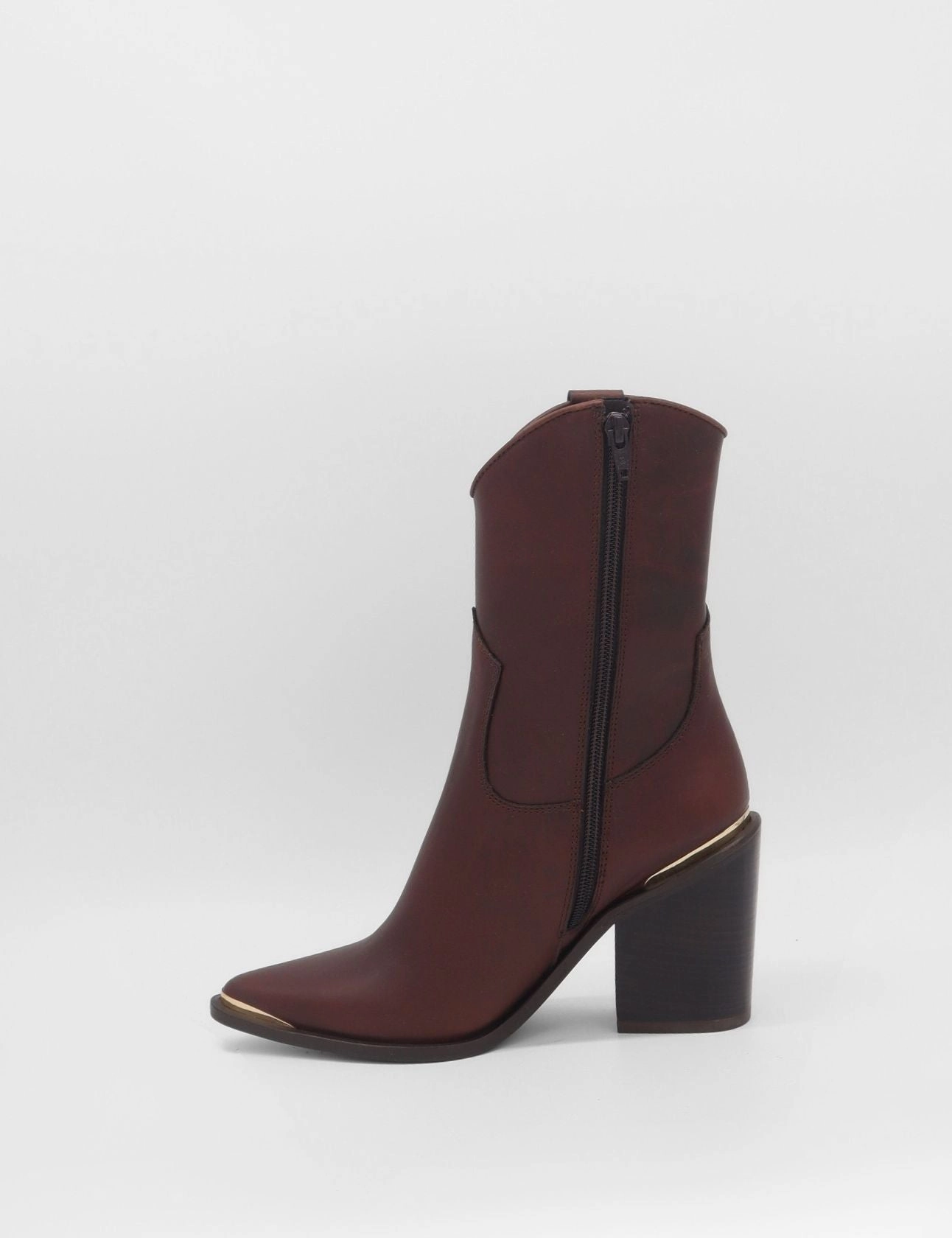 Biker Boots Motorcycle Coachella western cowboy boots in mahogany leather womens shoes