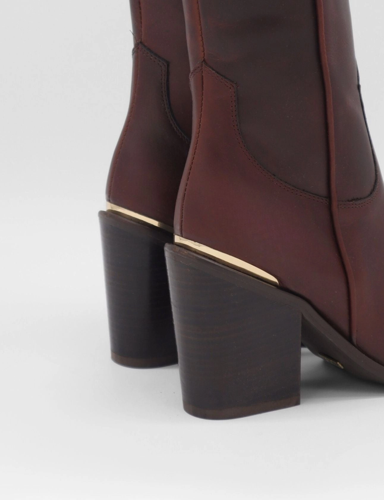 Coachella western cowboy boots in mahogany leather womens shoes Holographic Space Boots