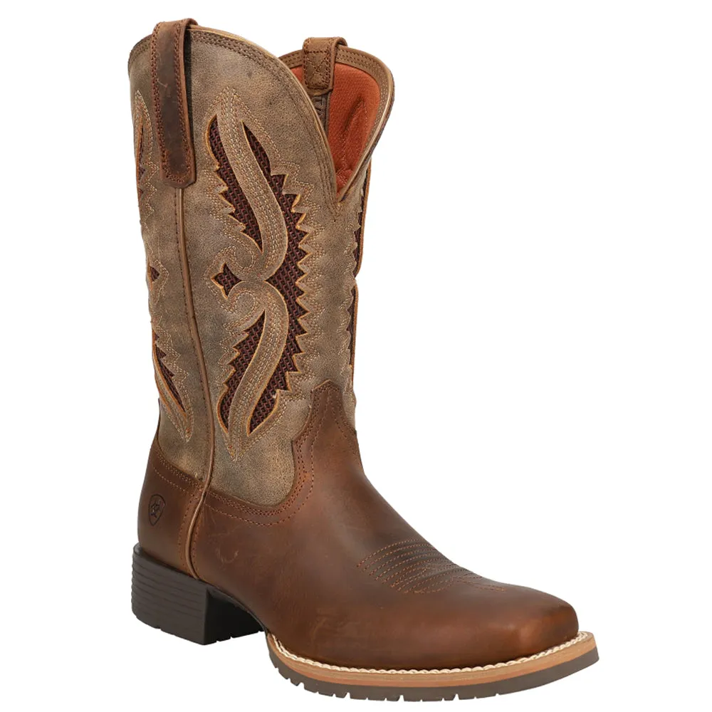 Hybrid Rancher VentTEK 360 Tooled-Inlay Square Toe Cowboy Boots Retro Football Boots